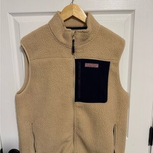 Vineyard Vines Sherpa Beige Fleece Vest